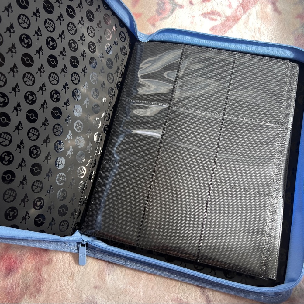 LIKE NEW Pokemon Blue Leather Binder with Zipper - Picture 3 of 6